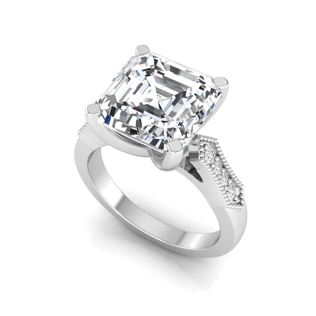 OctaPearl 4.5 ct Asscher Cut Solitaire Accent Lab Grown Diamond Engagement Ring