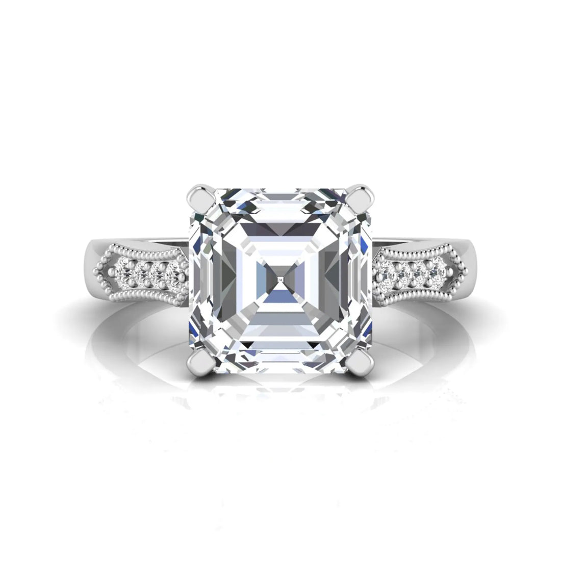 OctaPearl 4.5 ct Asscher Cut Solitaire Accent Lab Grown Diamond Engagement Ring