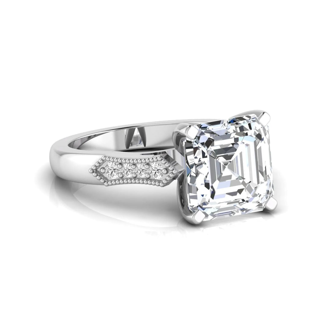 OctaPearl 4.5 ct Asscher Cut Solitaire Accent Lab Grown Diamond Engagement Ring
