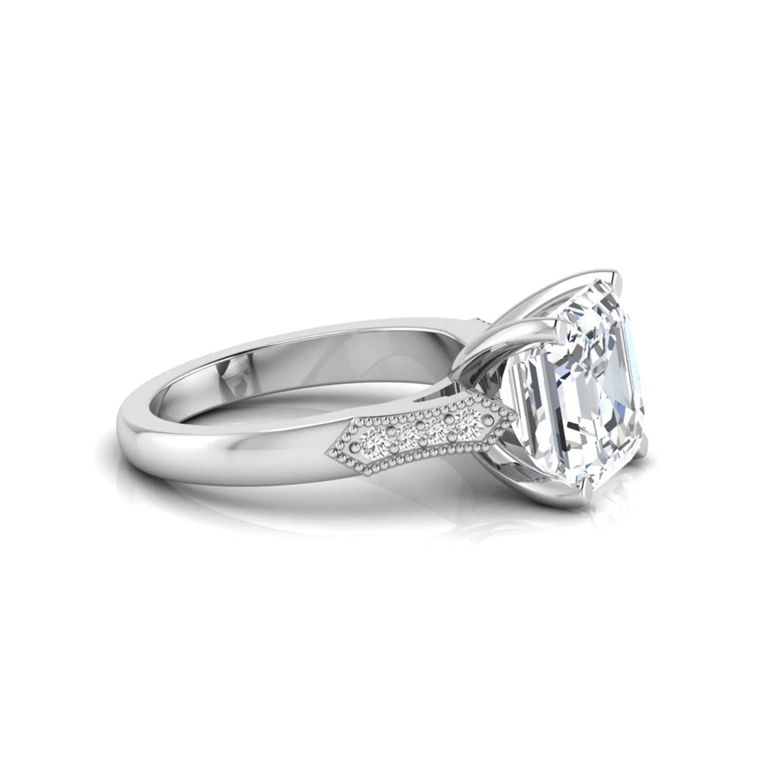OctaPearl 4.5 ct Asscher Cut Solitaire Accent Lab Grown Diamond Engagement Ring