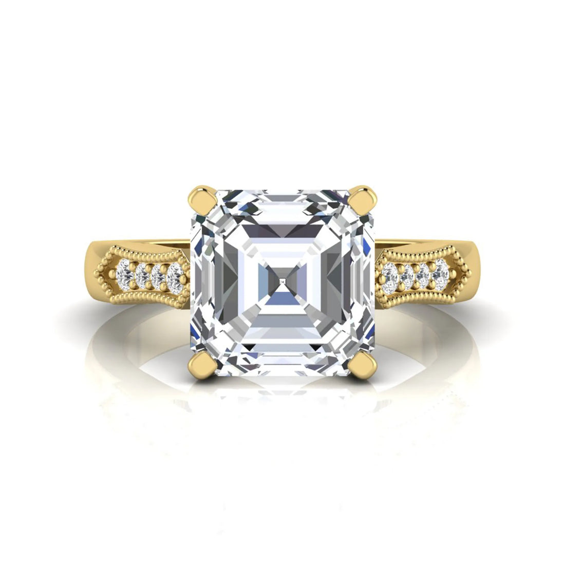 OctaPearl 4.5 ct Asscher Cut Solitaire Accent Lab Grown Diamond Engagement Ring