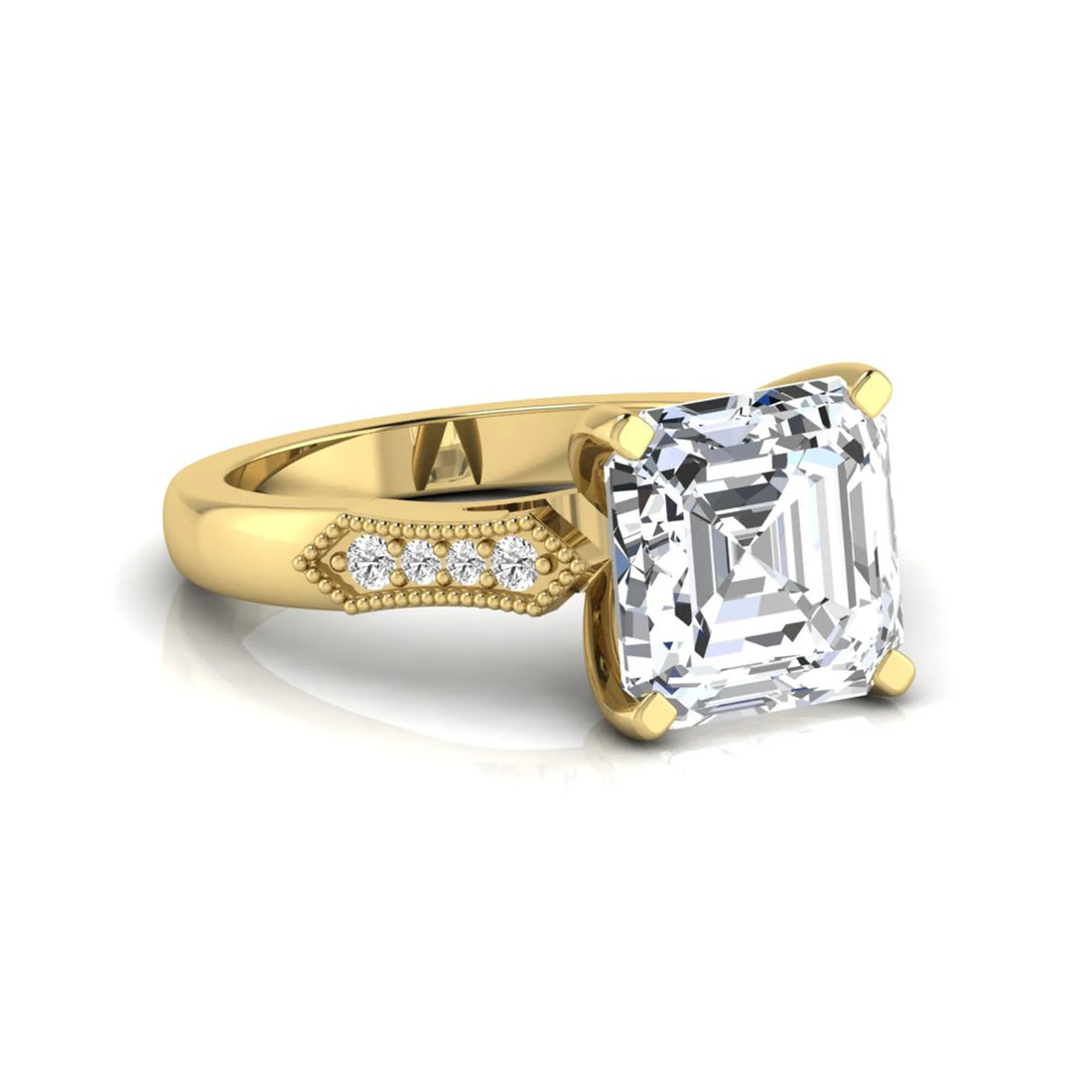 OctaPearl 4.5 ct Asscher Cut Solitaire Accent Lab Grown Diamond Engagement Ring