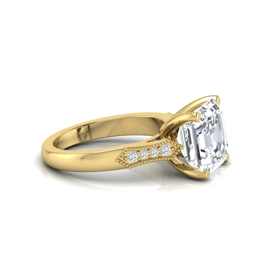 OctaPearl 4.5 ct Asscher Cut Solitaire Accent Lab Grown Diamond Engagement Ring