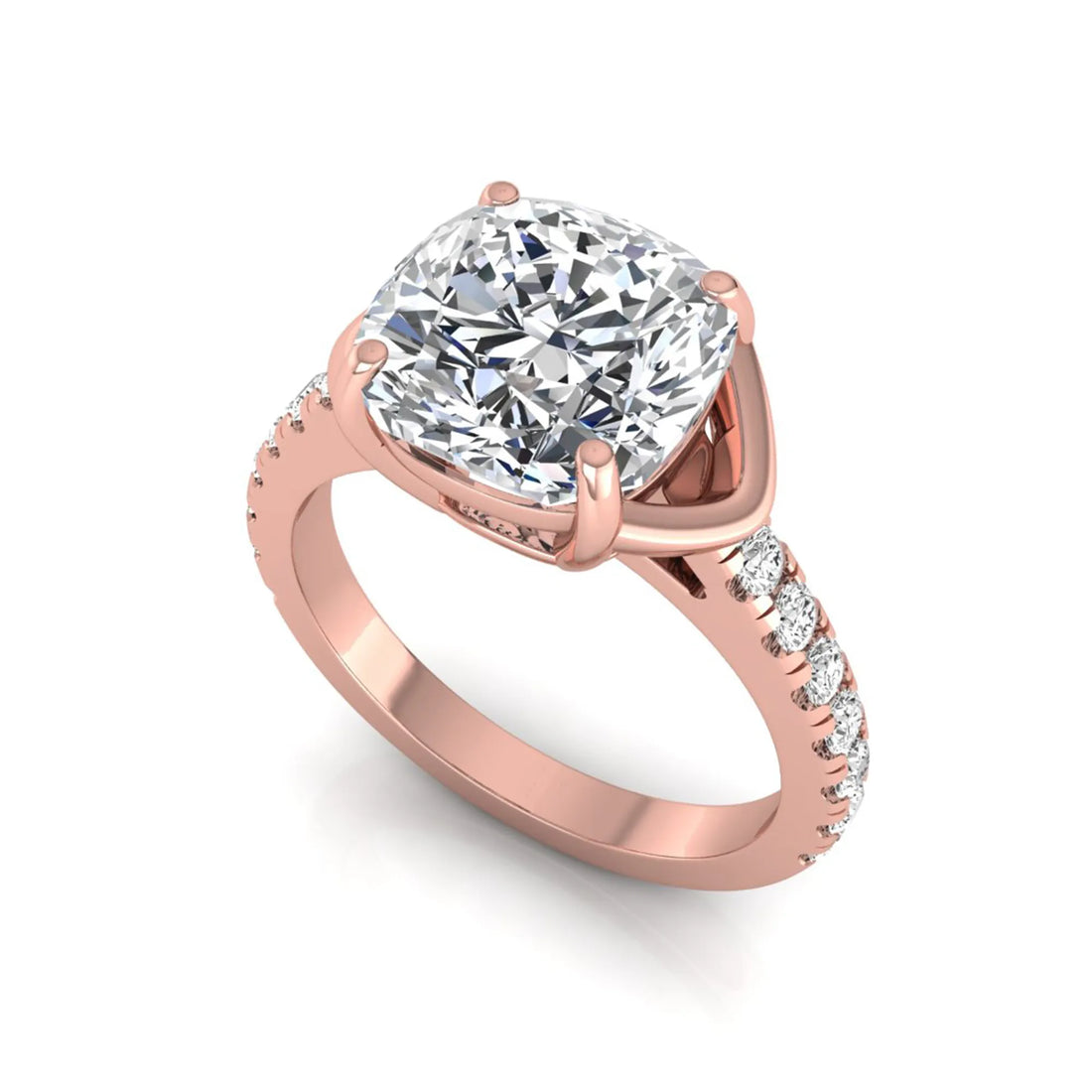 OctaPearl 3 ct Cushion Cut Solitaire Lab Grown Diamond Engagement Ring
