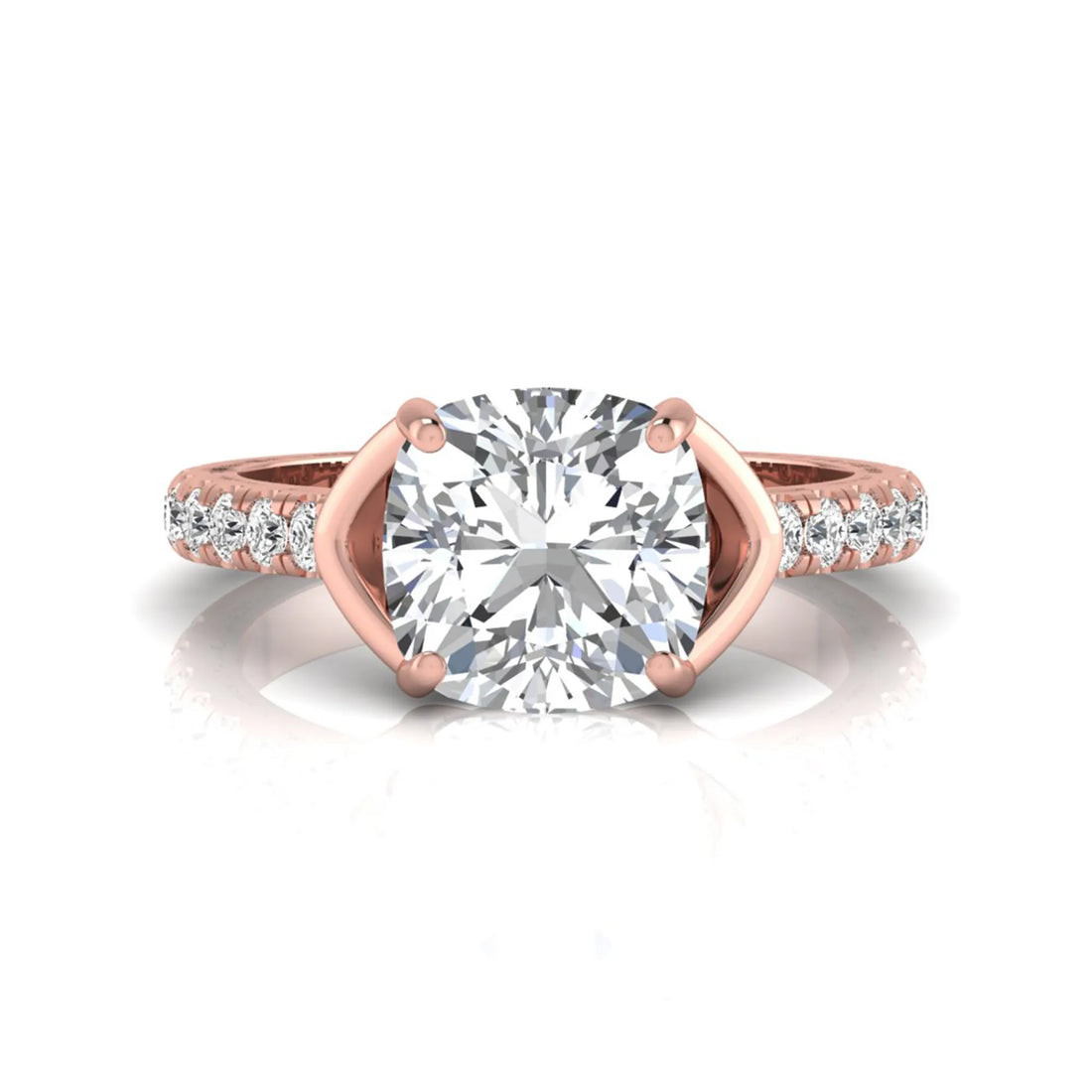 OctaPearl 3 ct Cushion Cut Solitaire Lab Grown Diamond Engagement Ring