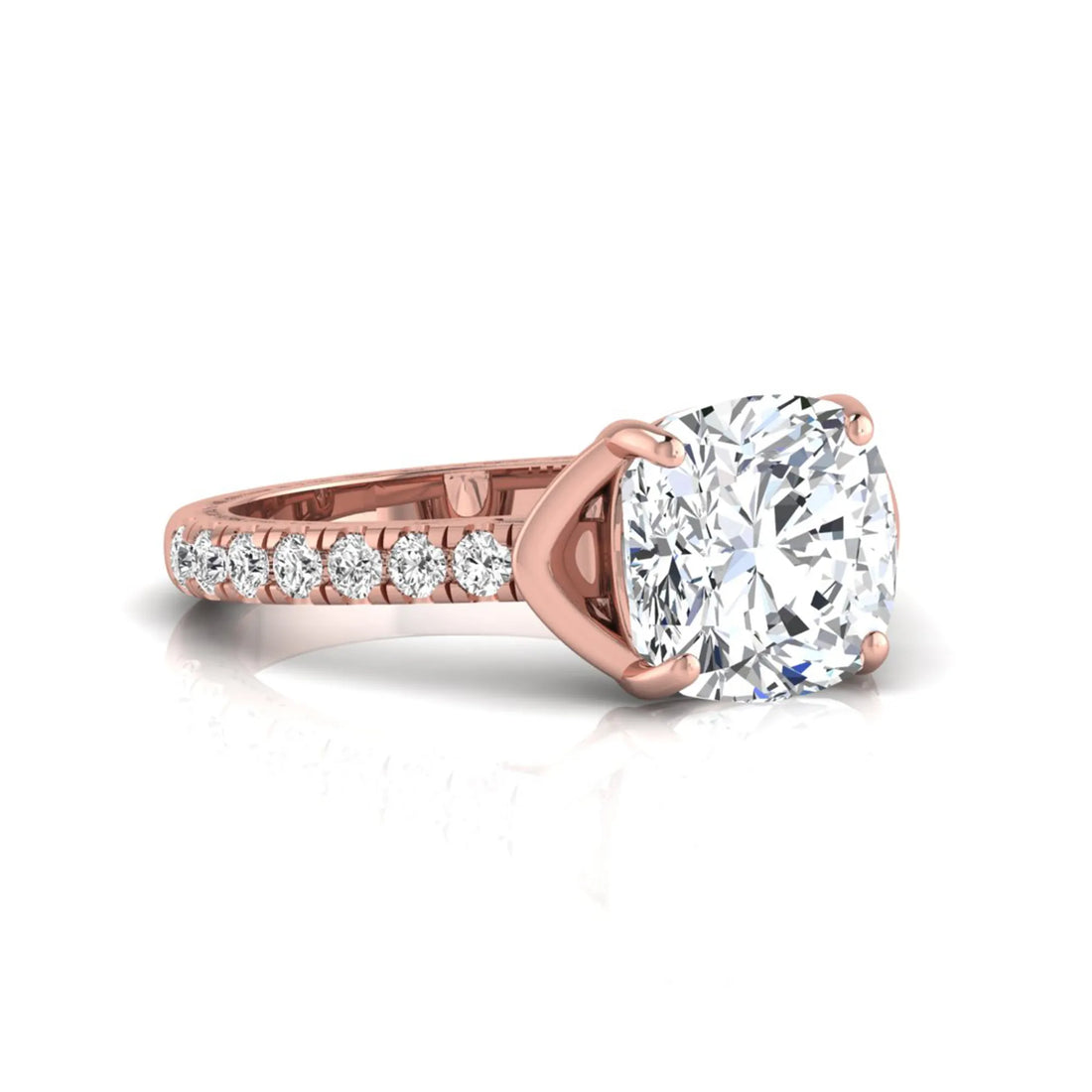 OctaPearl 3 ct Cushion Cut Solitaire Lab Grown Diamond Engagement Ring