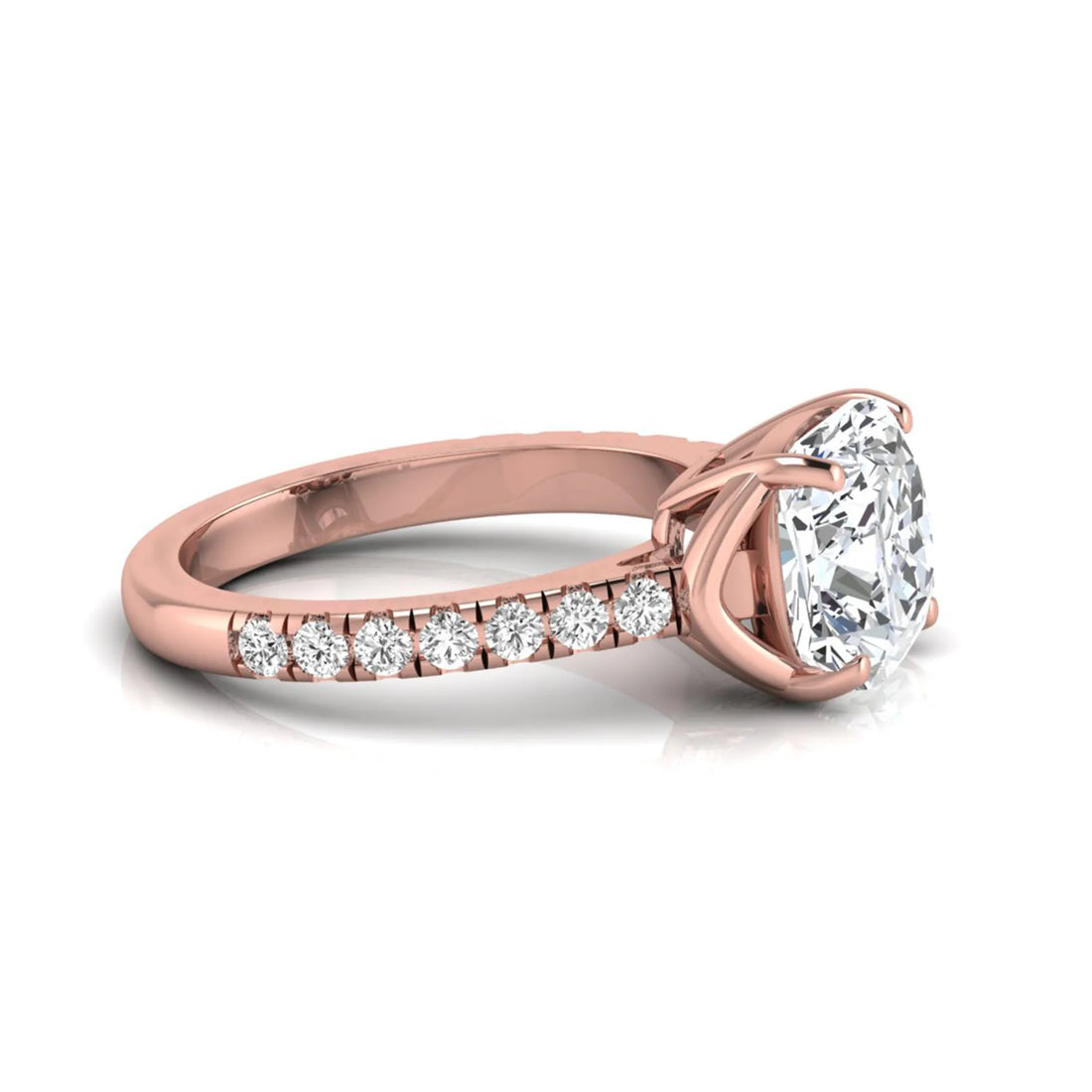OctaPearl 3 ct Cushion Cut Solitaire Lab Grown Diamond Engagement Ring