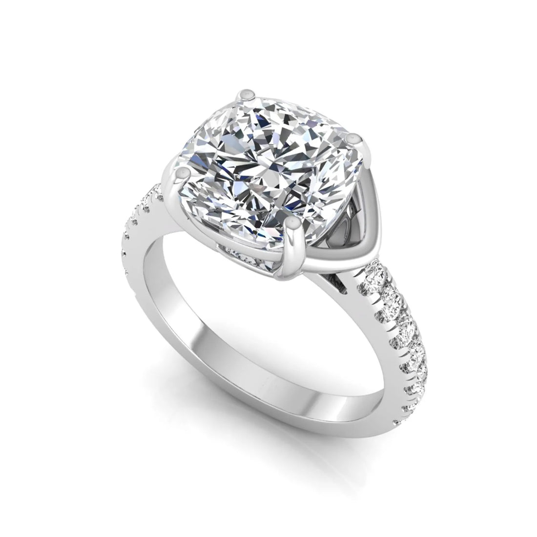 OctaPearl 3 ct Cushion Cut Solitaire Lab Grown Diamond Engagement Ring