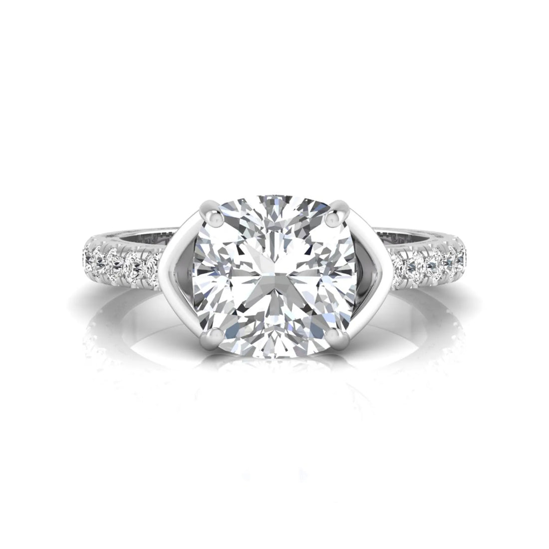 OctaPearl 3 ct Cushion Cut Solitaire Lab Grown Diamond Engagement Ring