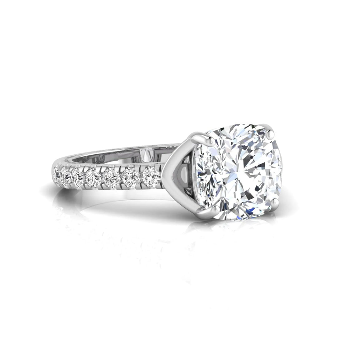 OctaPearl 3 ct Cushion Cut Solitaire Lab Grown Diamond Engagement Ring