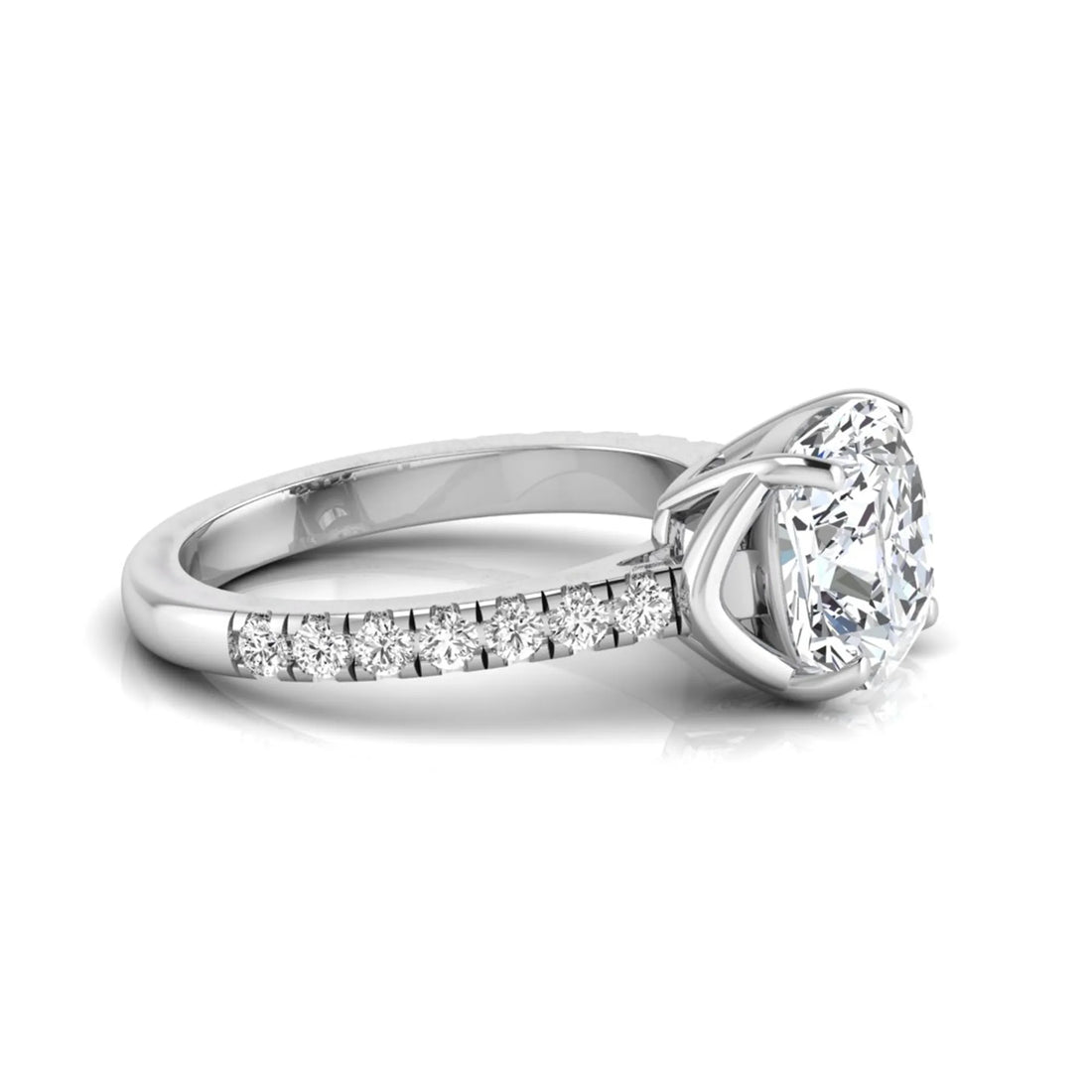 OctaPearl 3 ct Cushion Cut Solitaire Lab Grown Diamond Engagement Ring