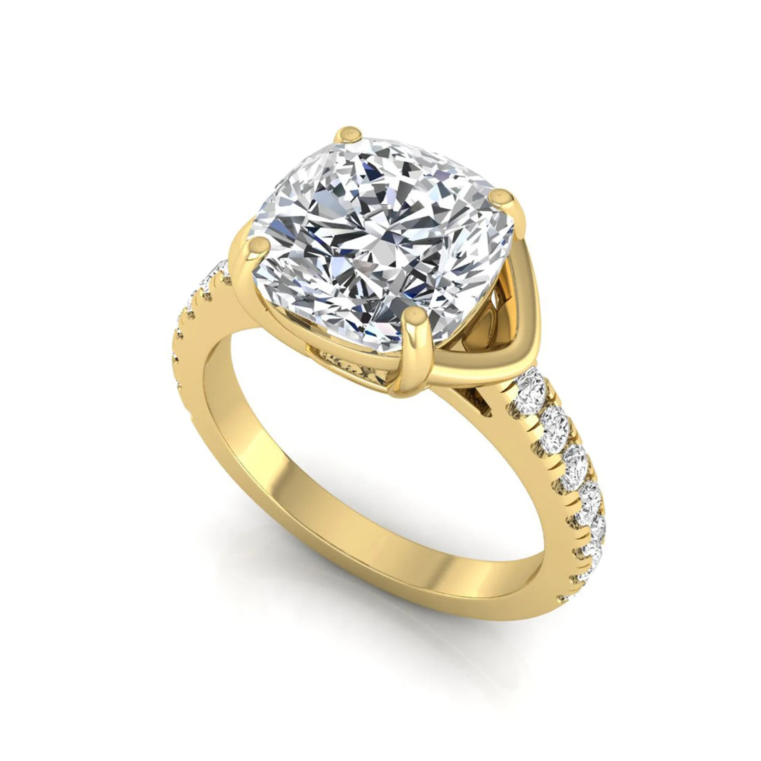 OctaPearl 3 ct Cushion Cut Solitaire Lab Grown Diamond Engagement Ring