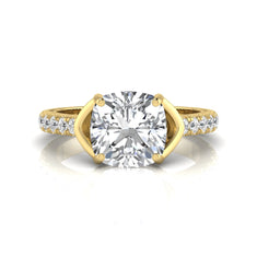OctaPearl 3 ct Cushion Cut Solitaire Lab Grown Diamond Engagement Ring