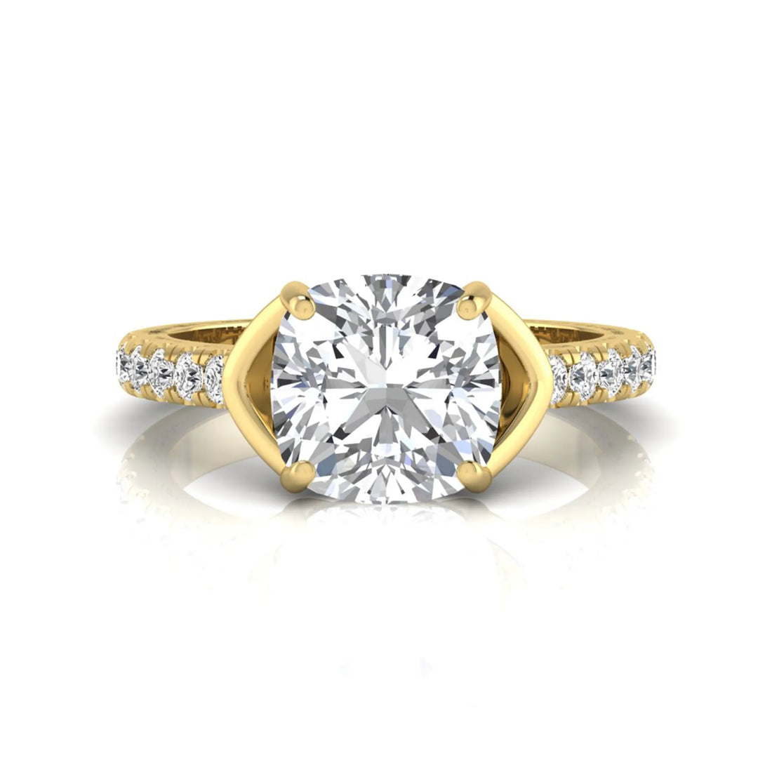 OctaPearl 3 ct Cushion Cut Solitaire Lab Grown Diamond Engagement Ring