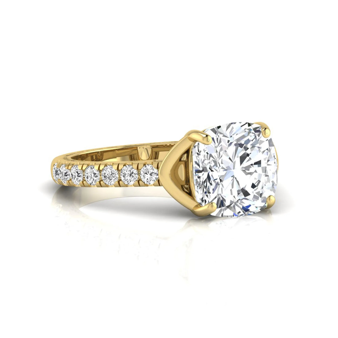 OctaPearl 3 ct Cushion Cut Solitaire Lab Grown Diamond Engagement Ring