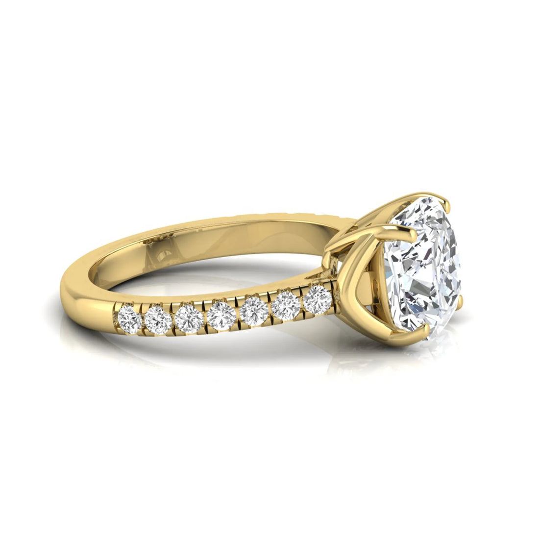 OctaPearl 3 ct Cushion Cut Solitaire Lab Grown Diamond Engagement Ring