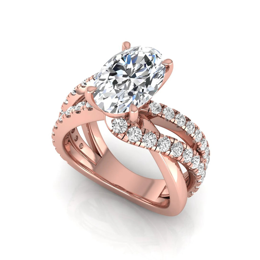OctaPearl 3 ct Oval Cut Twisted Shank Lab Grown Diamond Engagement Ring