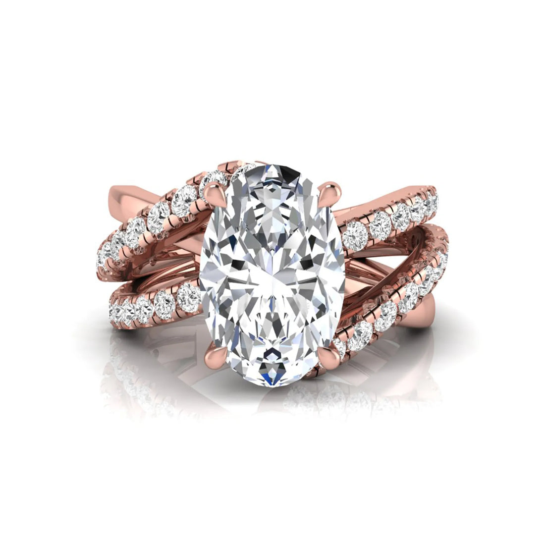 OctaPearl 3 ct Oval Cut Twisted Shank Lab Grown Diamond Engagement Ring