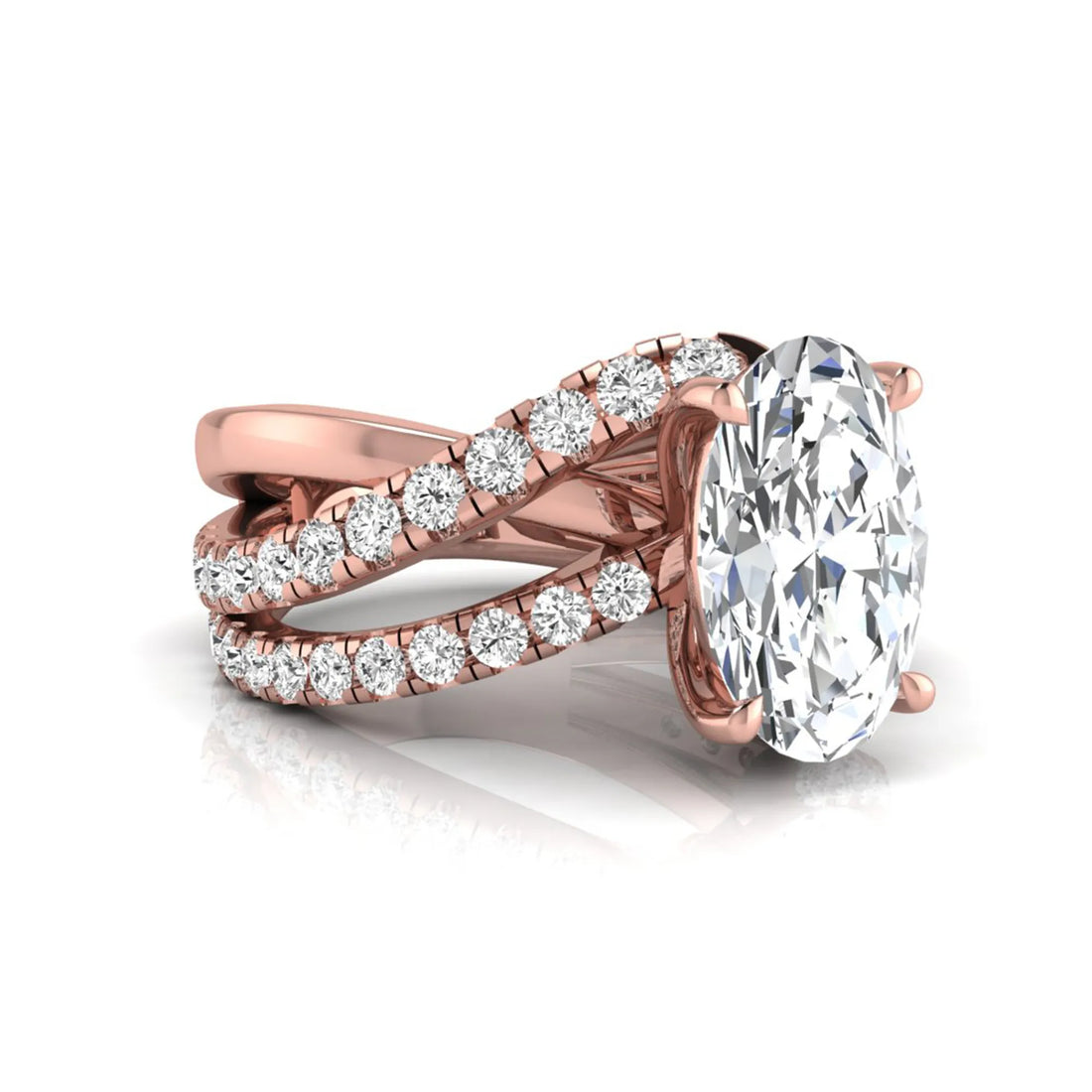 OctaPearl 3 ct Oval Cut Twisted Shank Lab Grown Diamond Engagement Ring