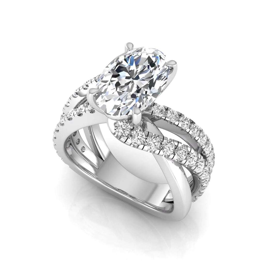 OctaPearl 3 ct Oval Cut Twisted Shank Lab Grown Diamond Engagement Ring