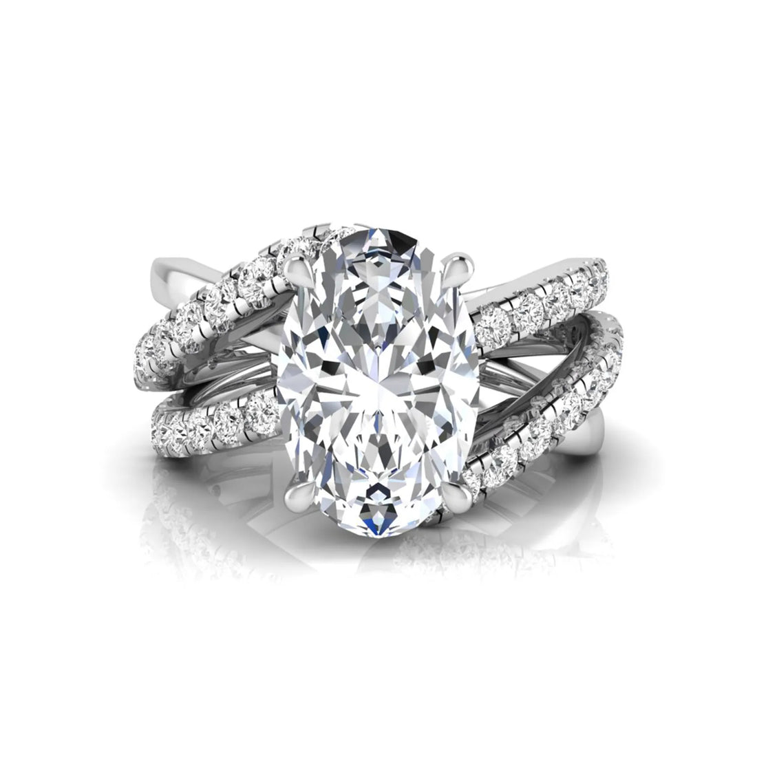 OctaPearl 3 ct Oval Cut Twisted Shank Lab Grown Diamond Engagement Ring