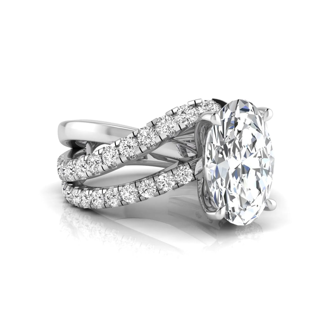 OctaPearl 3 ct Oval Cut Twisted Shank Lab Grown Diamond Engagement Ring