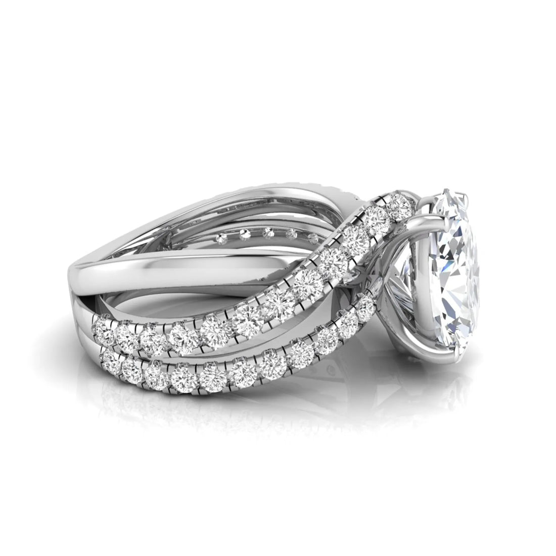 OctaPearl 3 ct Oval Cut Twisted Shank Lab Grown Diamond Engagement Ring