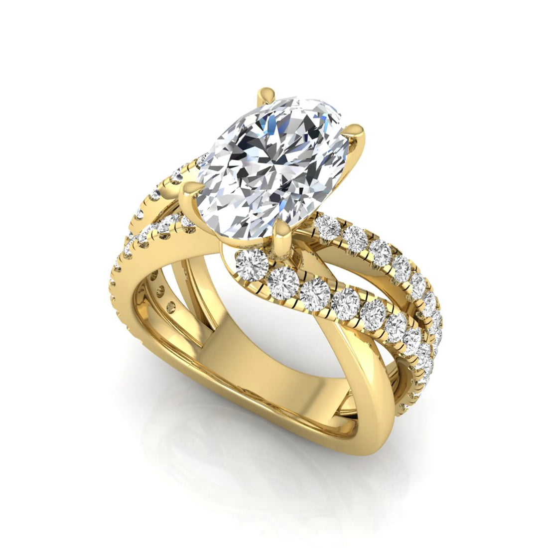 OctaPearl 3 ct Oval Cut Twisted Shank Lab Grown Diamond Engagement Ring