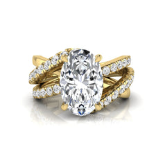 OctaPearl 3 ct Oval Cut Twisted Shank Lab Grown Diamond Engagement Ring