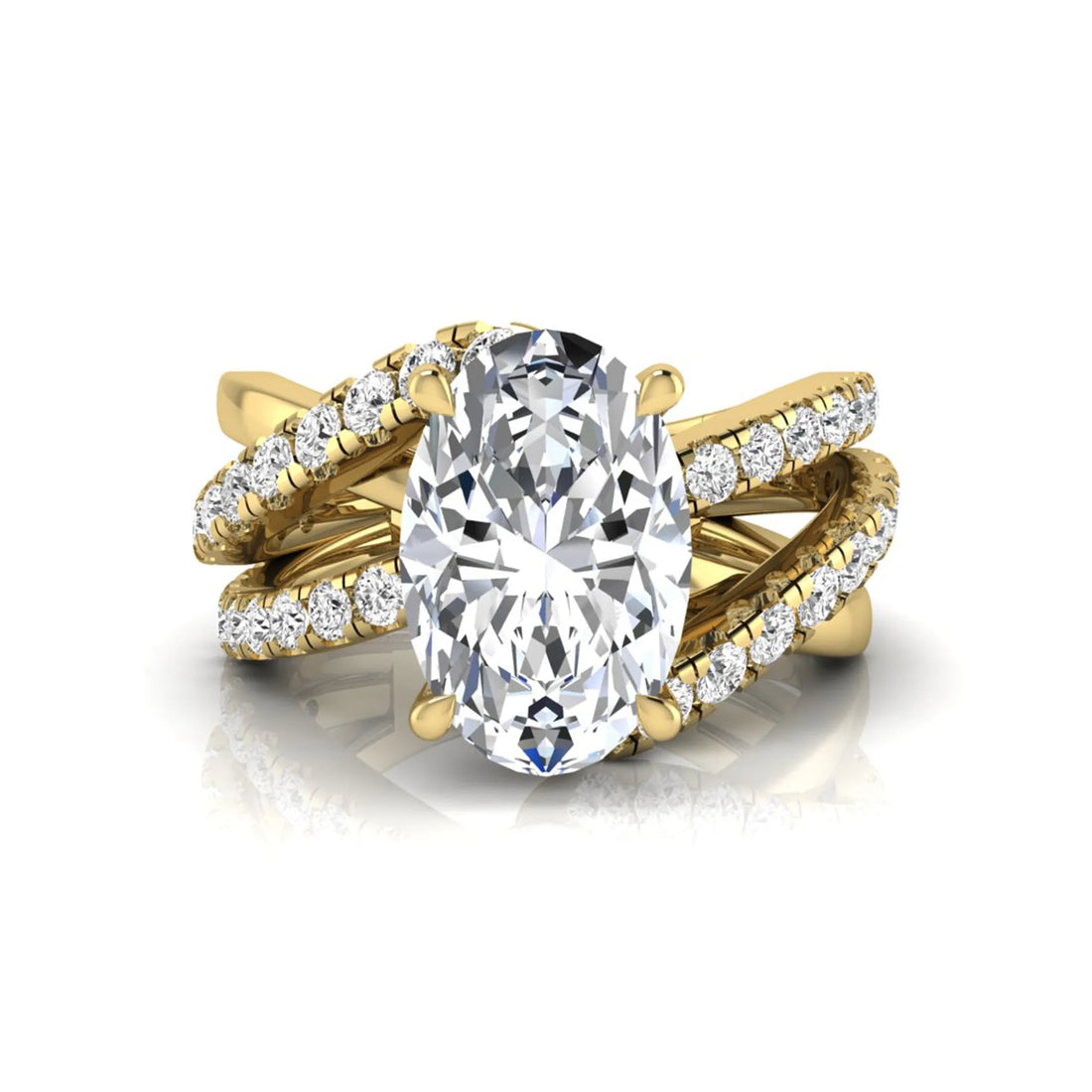 OctaPearl 3 ct Oval Cut Twisted Shank Lab Grown Diamond Engagement Ring