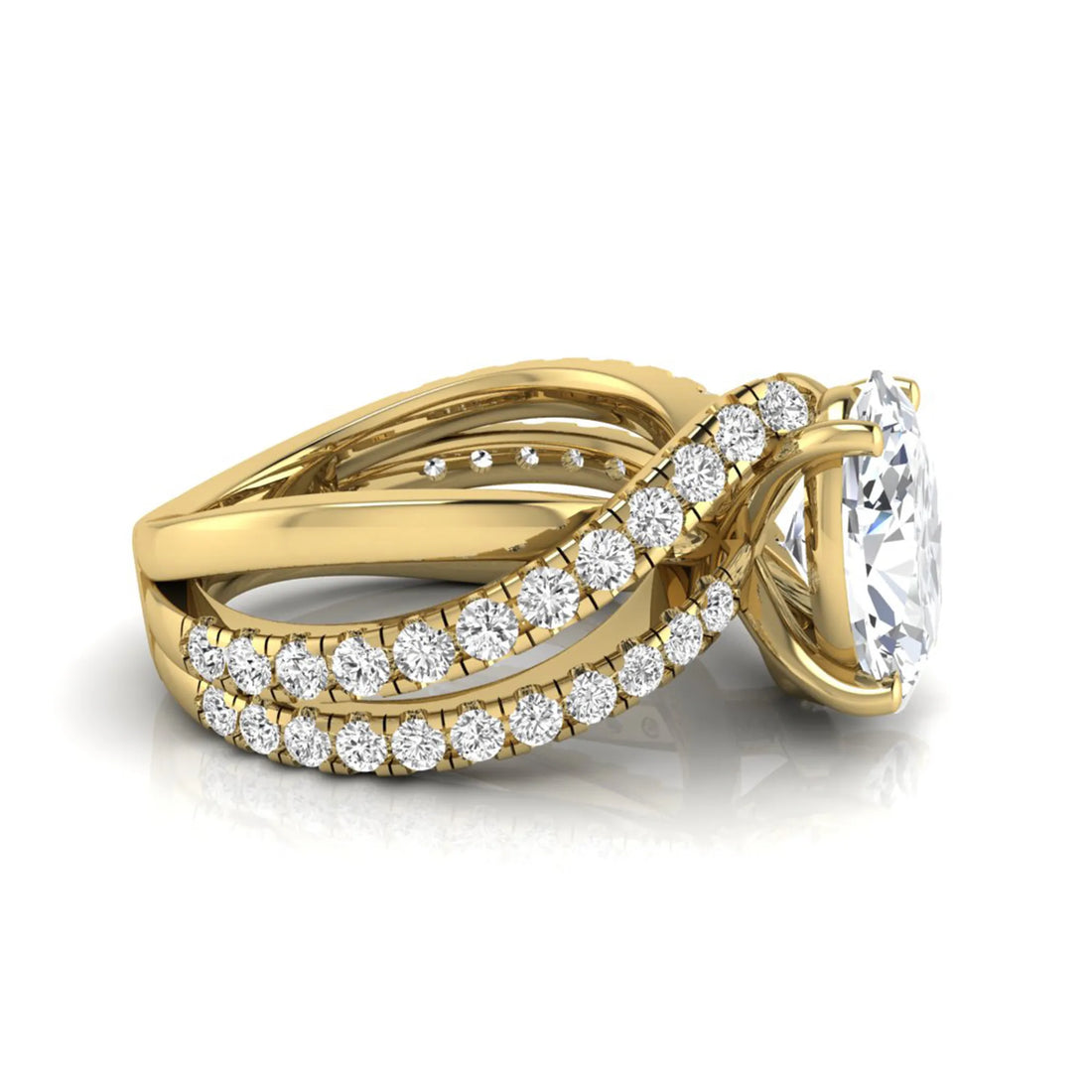 OctaPearl 3 ct Oval Cut Twisted Shank Lab Grown Diamond Engagement Ring