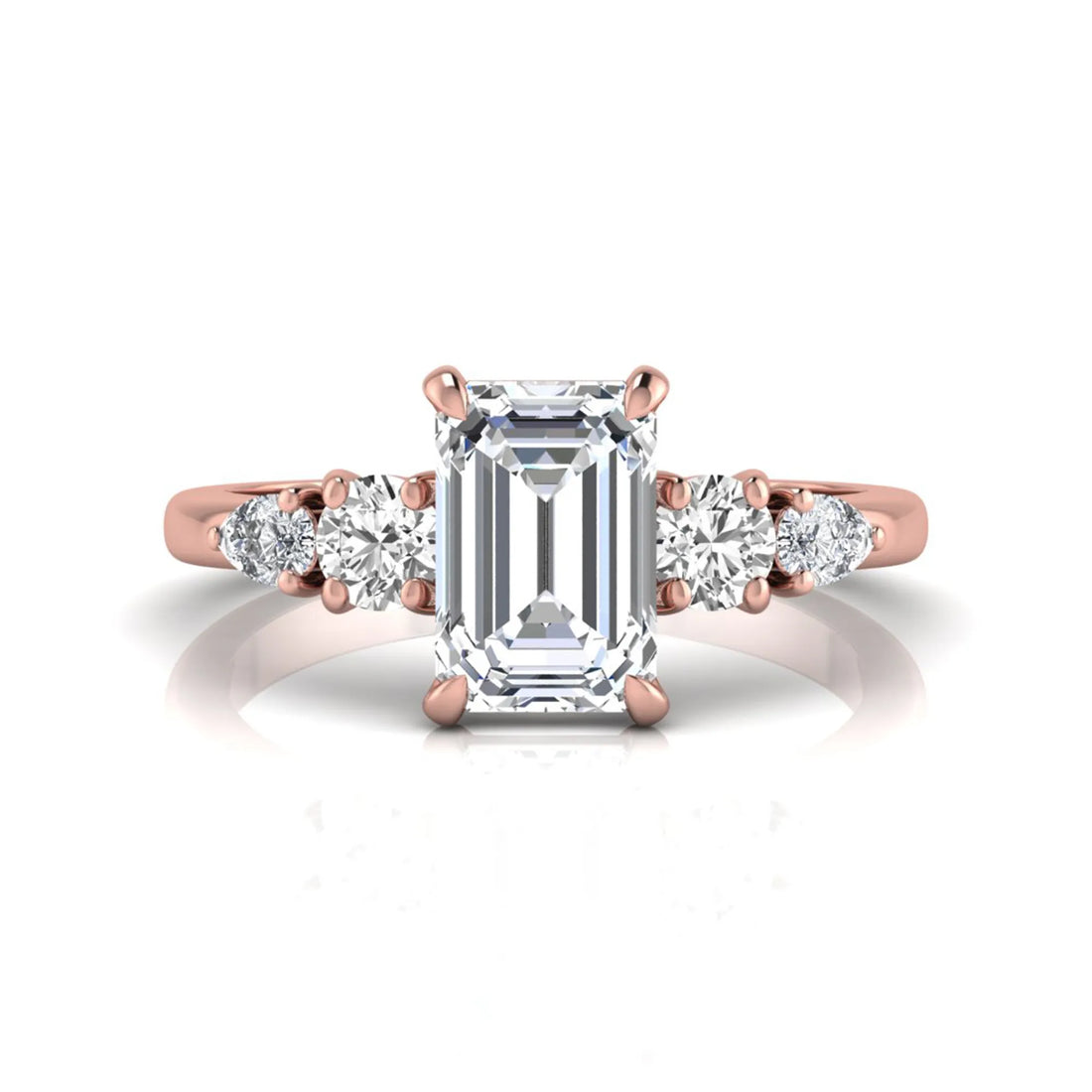OctaPearl 2 ct Emerald Cut Five Stone Lab Grown Diamond Engagement Ring