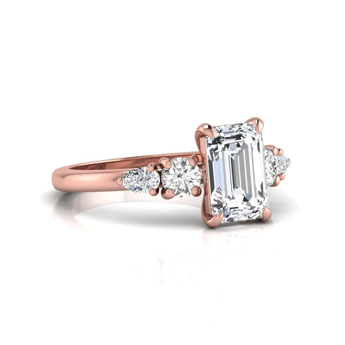 OctaPearl 2 ct Emerald Cut Five Stone Lab Grown Diamond Engagement Ring