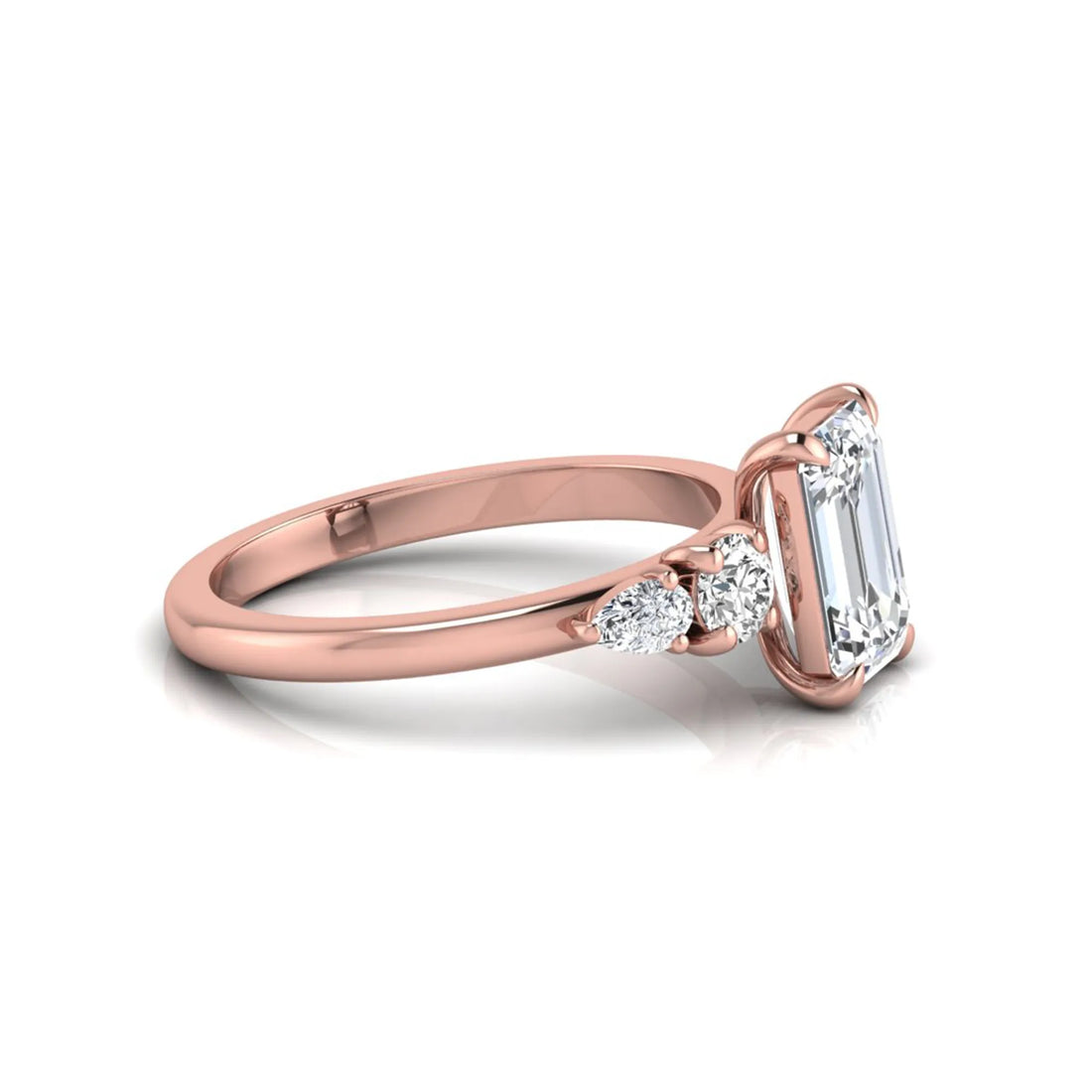 OctaPearl 2 ct Emerald Cut Five Stone Lab Grown Diamond Engagement Ring