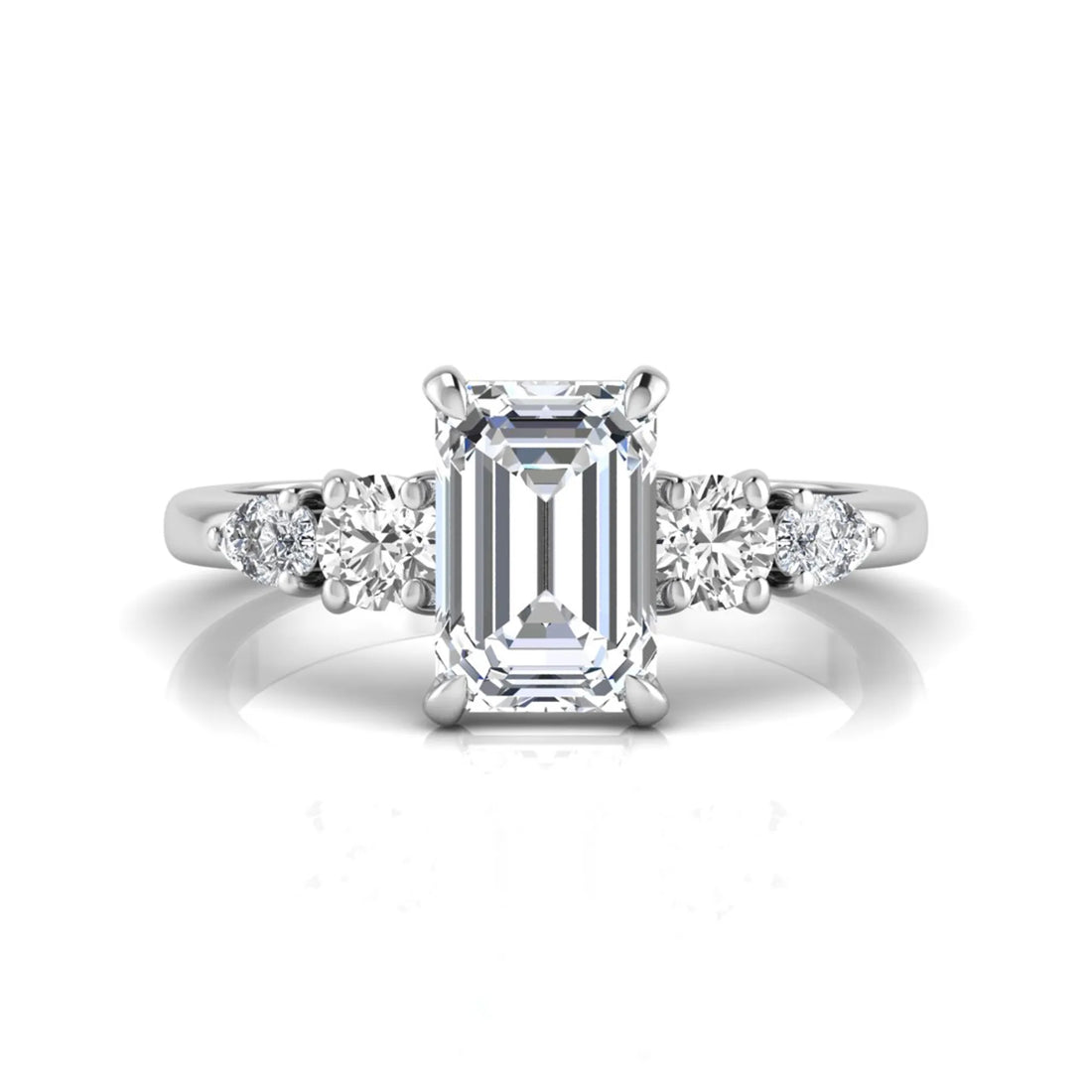 OctaPearl 2 ct Emerald Cut Five Stone Lab Grown Diamond Engagement Ring