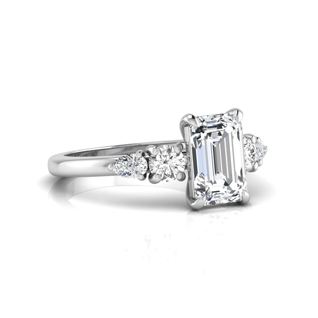 OctaPearl 2 ct Emerald Cut Five Stone Lab Grown Diamond Engagement Ring