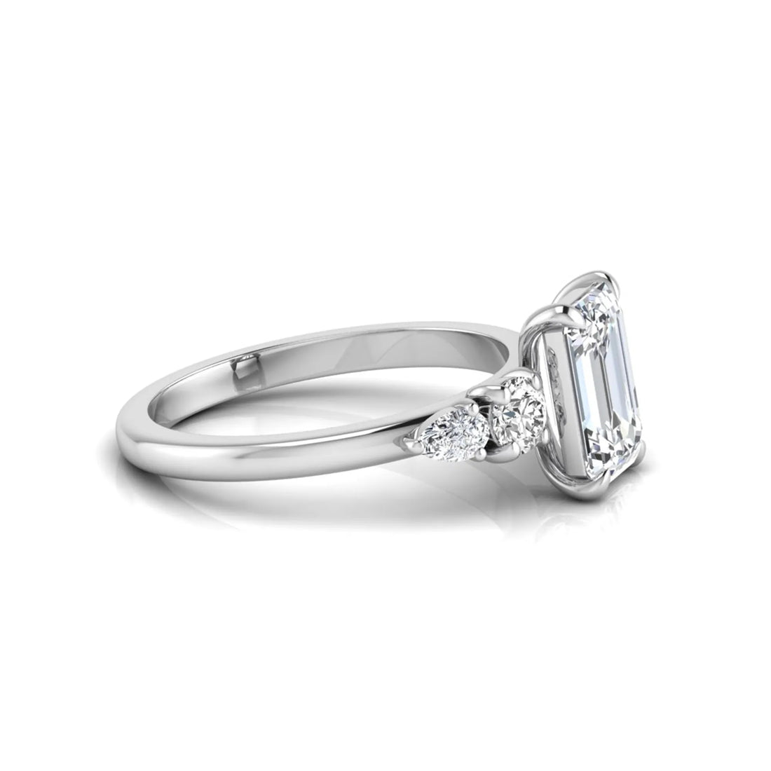 OctaPearl 2 ct Emerald Cut Five Stone Lab Grown Diamond Engagement Ring