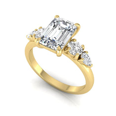 OctaPearl 2 ct Emerald Cut Five Stone Lab Grown Diamond Engagement Ring - alternate view