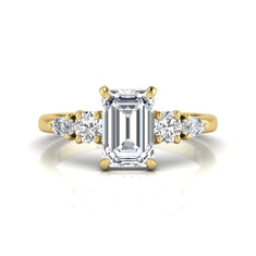 OctaPearl 2 ct Emerald Cut Five Stone Lab Grown Diamond Engagement Ring