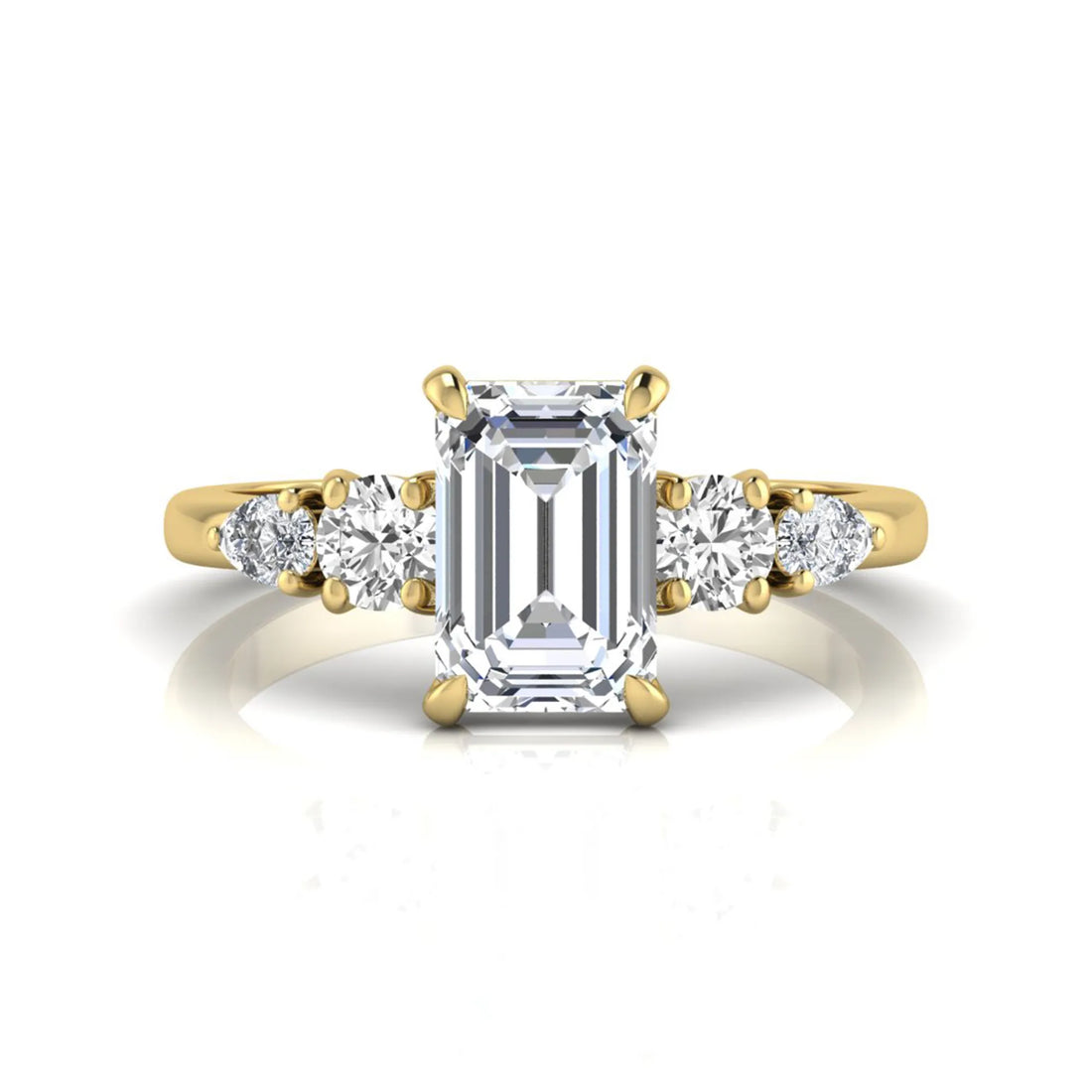 OctaPearl 2 ct Emerald Cut Five Stone Lab Grown Diamond Engagement Ring