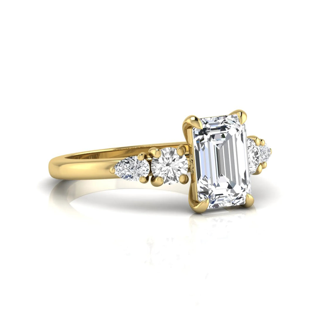 OctaPearl 2 ct Emerald Cut Five Stone Lab Grown Diamond Engagement Ring