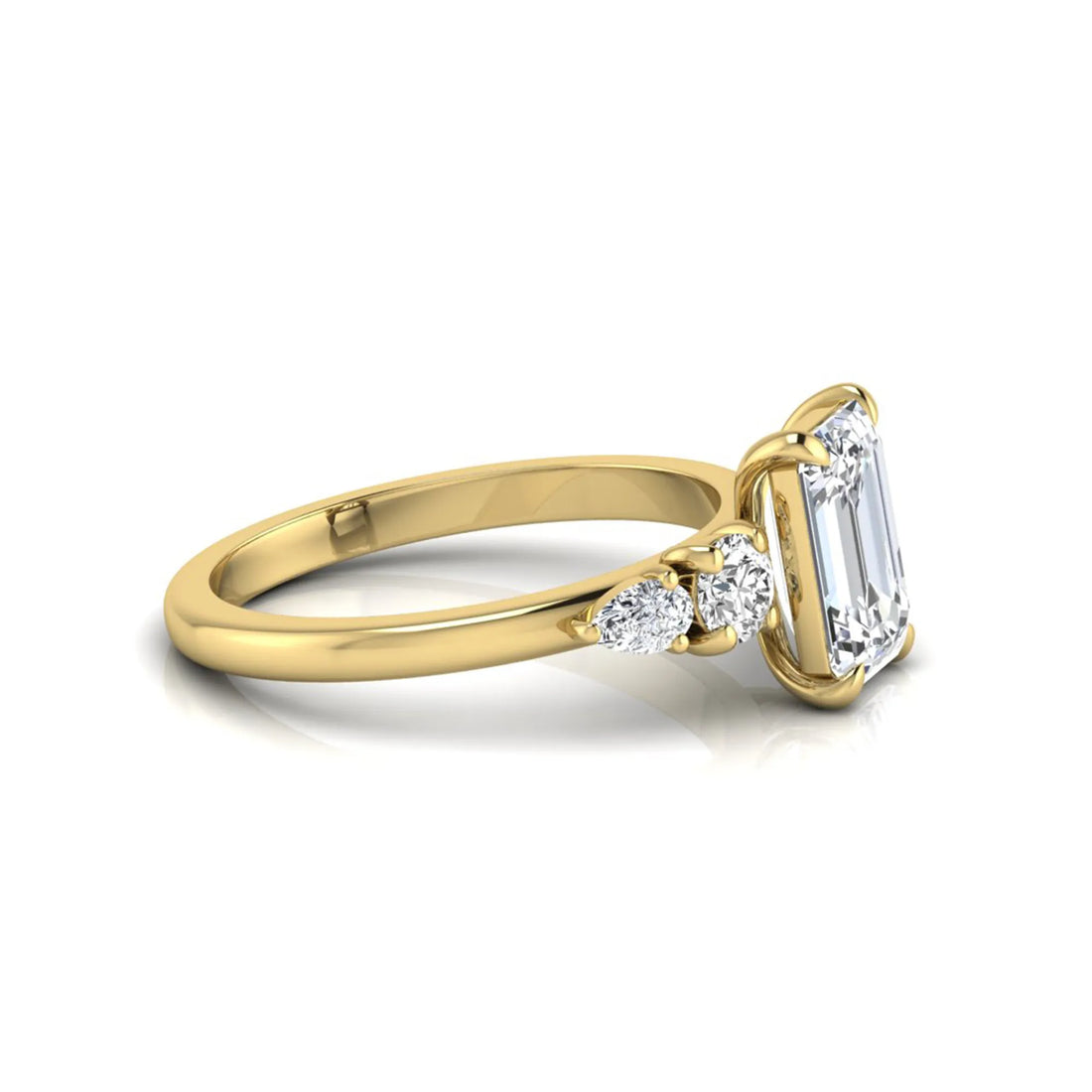 OctaPearl 2 ct Emerald Cut Five Stone Lab Grown Diamond Engagement Ring