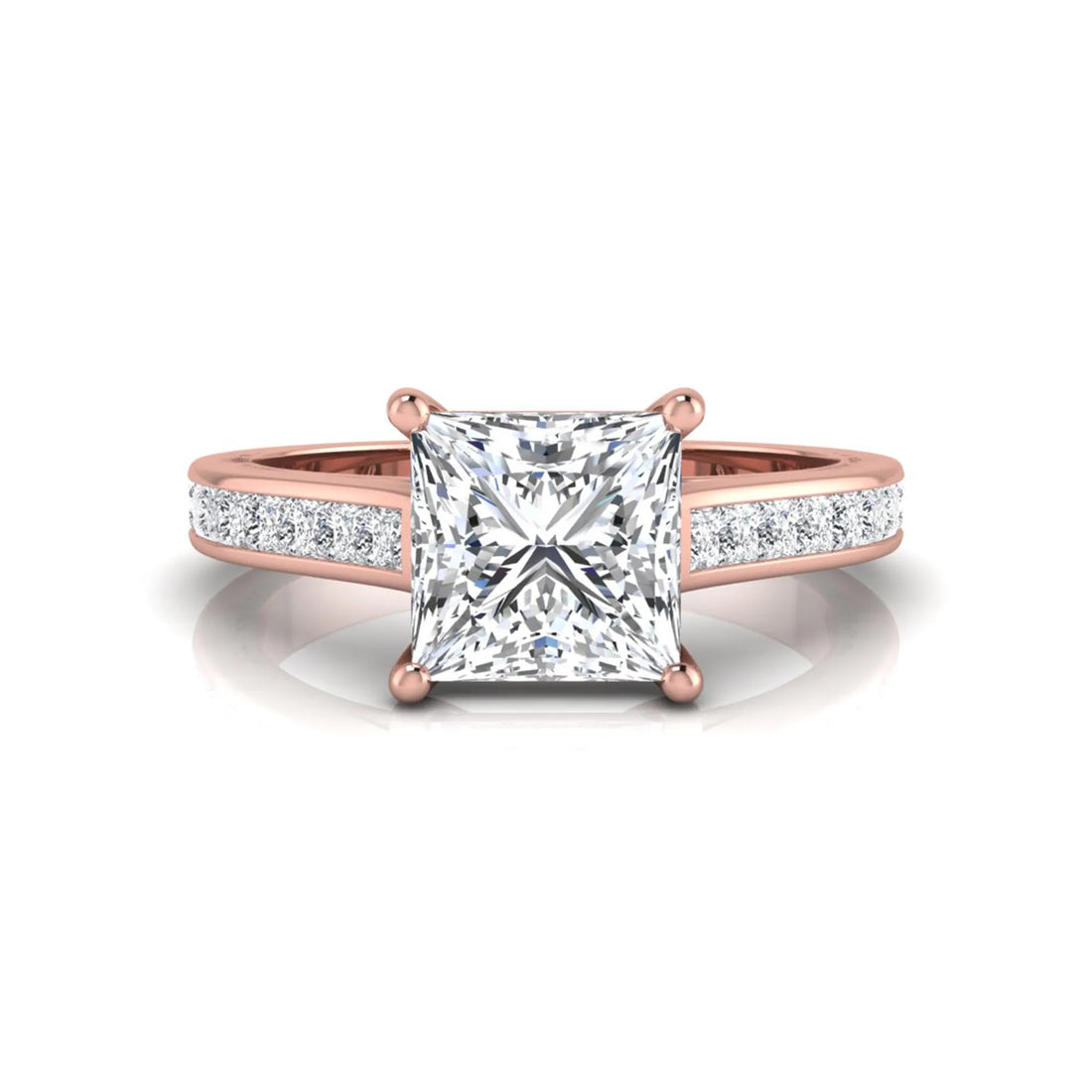 OctaPearl 2 ct Princess Channel Set Lab Grown Diamond Solitaire Engagement Ring