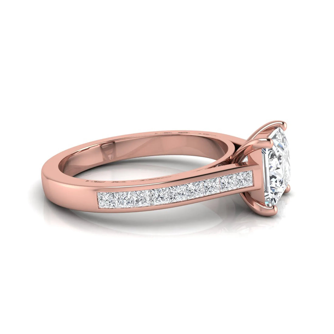 OctaPearl 2 ct Princess Channel Set Lab Grown Diamond Solitaire Engagement Ring