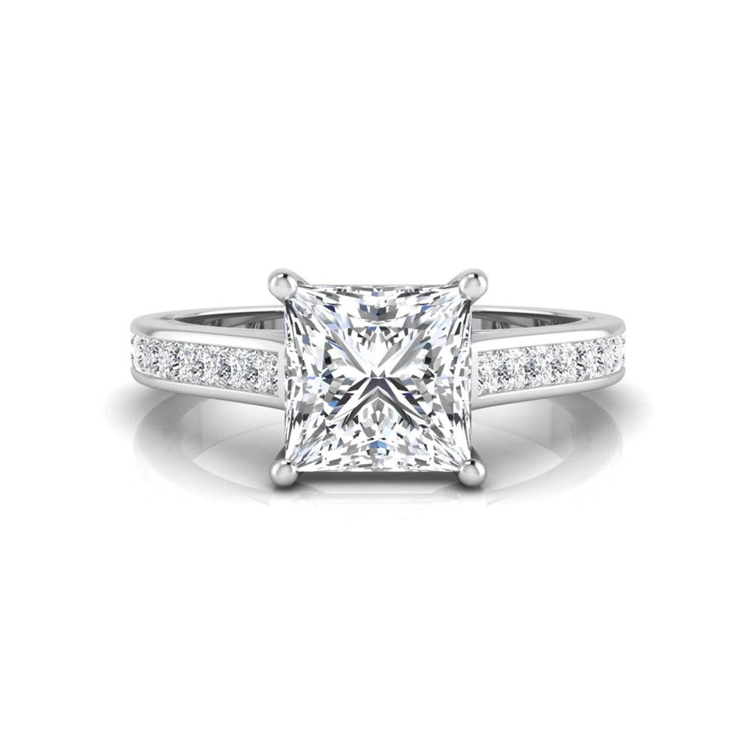 OctaPearl 2 ct Princess Channel Set Lab Grown Diamond Solitaire Engagement Ring
