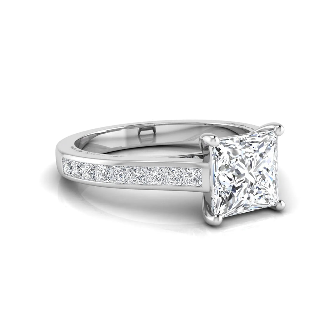 OctaPearl 2 ct Princess Channel Set Lab Grown Diamond Solitaire Engagement Ring