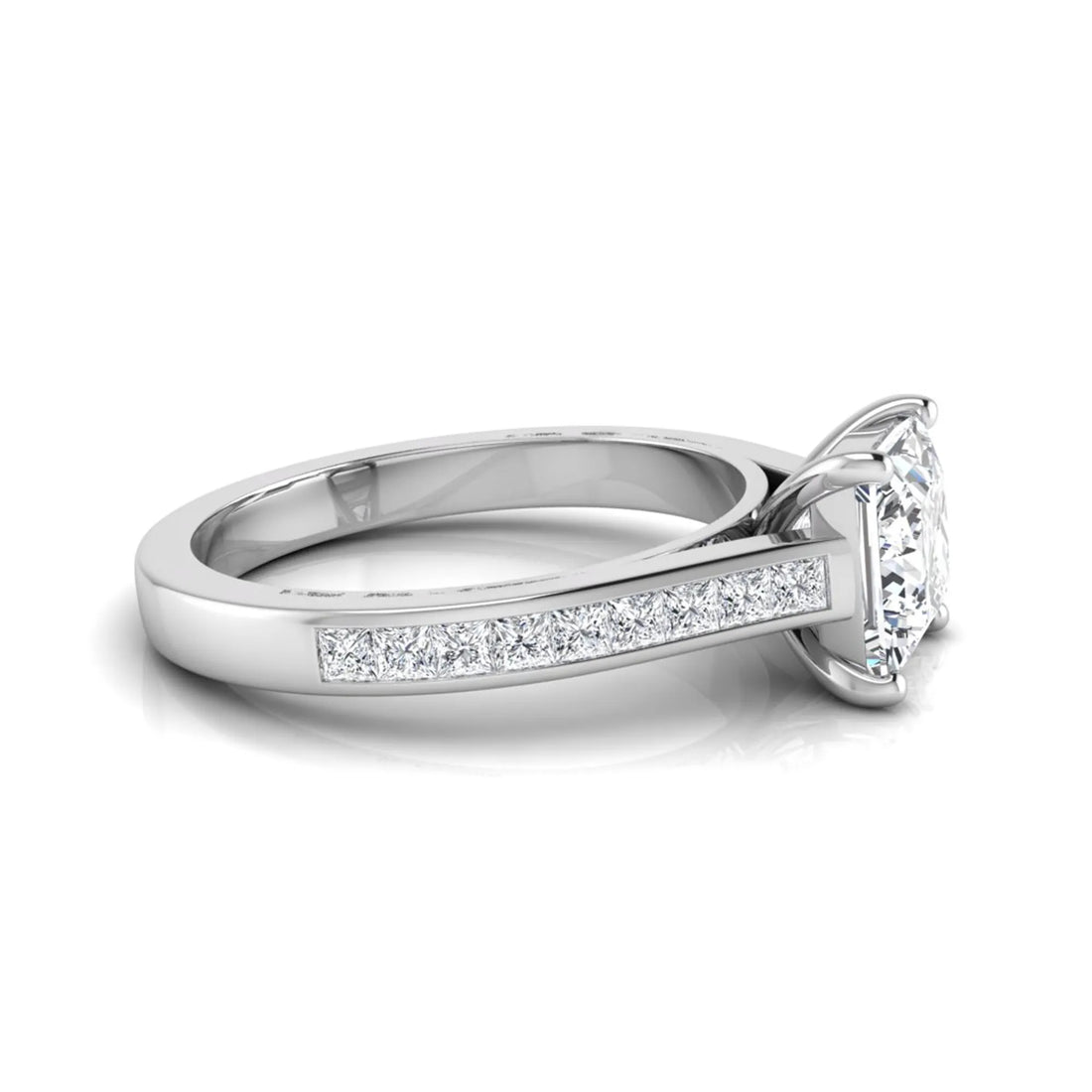 OctaPearl 2 ct Princess Channel Set Lab Grown Diamond Solitaire Engagement Ring