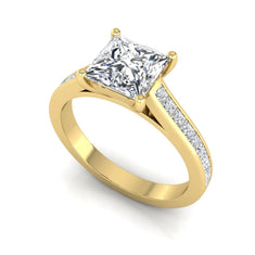 OctaPearl 2 ct Princess Channel Set Lab Grown Diamond Solitaire Engagement Ring - alternate view
