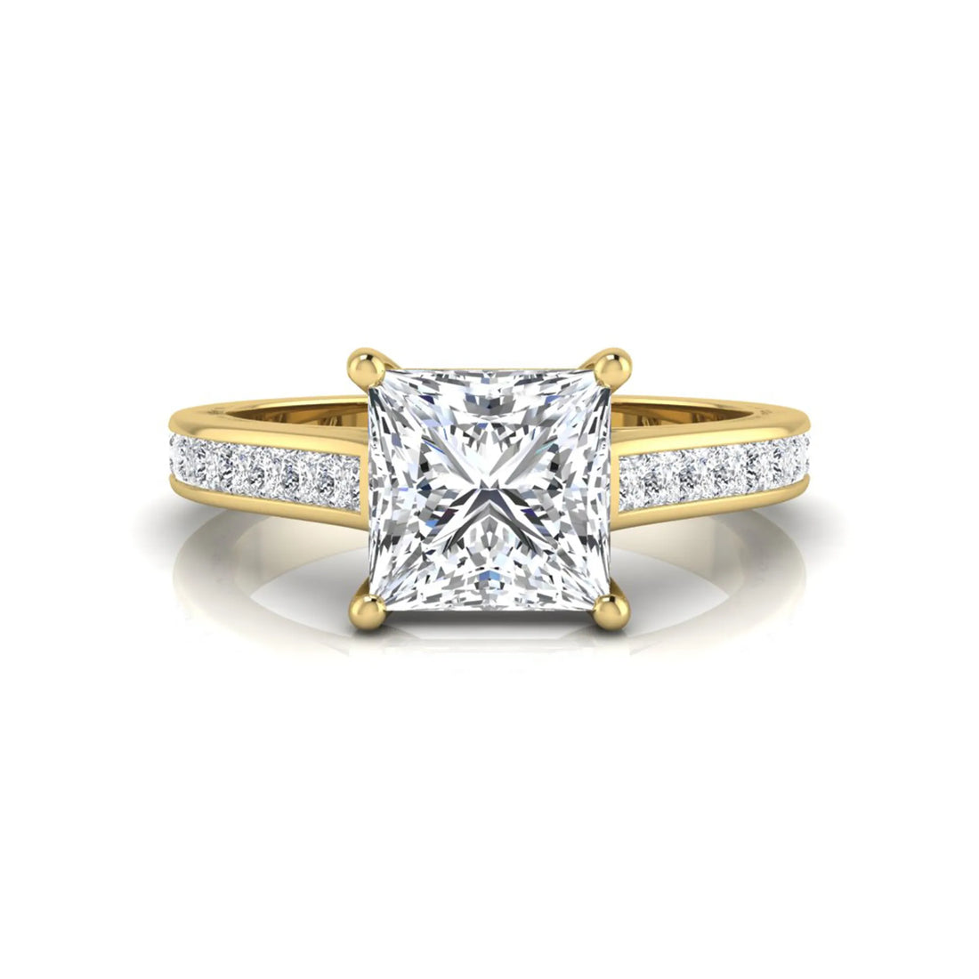 OctaPearl 2 ct Princess Channel Set Lab Grown Diamond Solitaire Engagement Ring