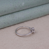 Silver ring with a diamond on a textured surface, Classic Solitaire Engagement Jewelry, 14K Gold Heart Moissanite Proposal Ring, Dainty Romantic Promise Ring For Girlfriend